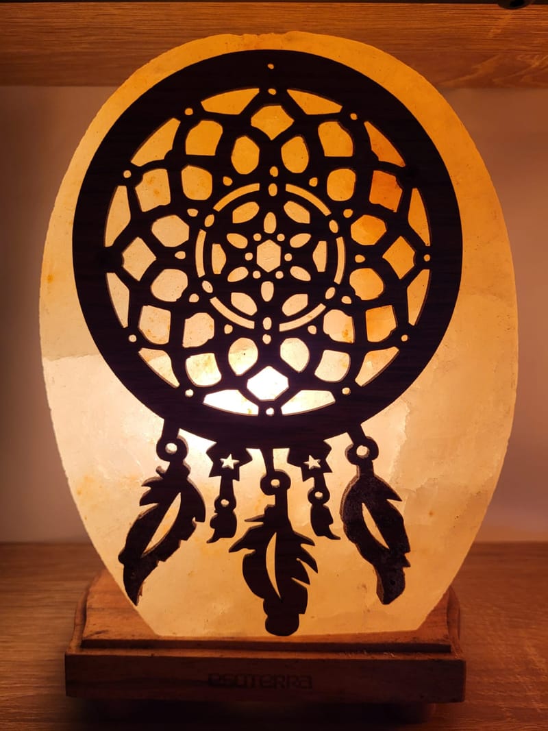 Lampe de Sel Himalaya attrape-rêves ovale 4 kg